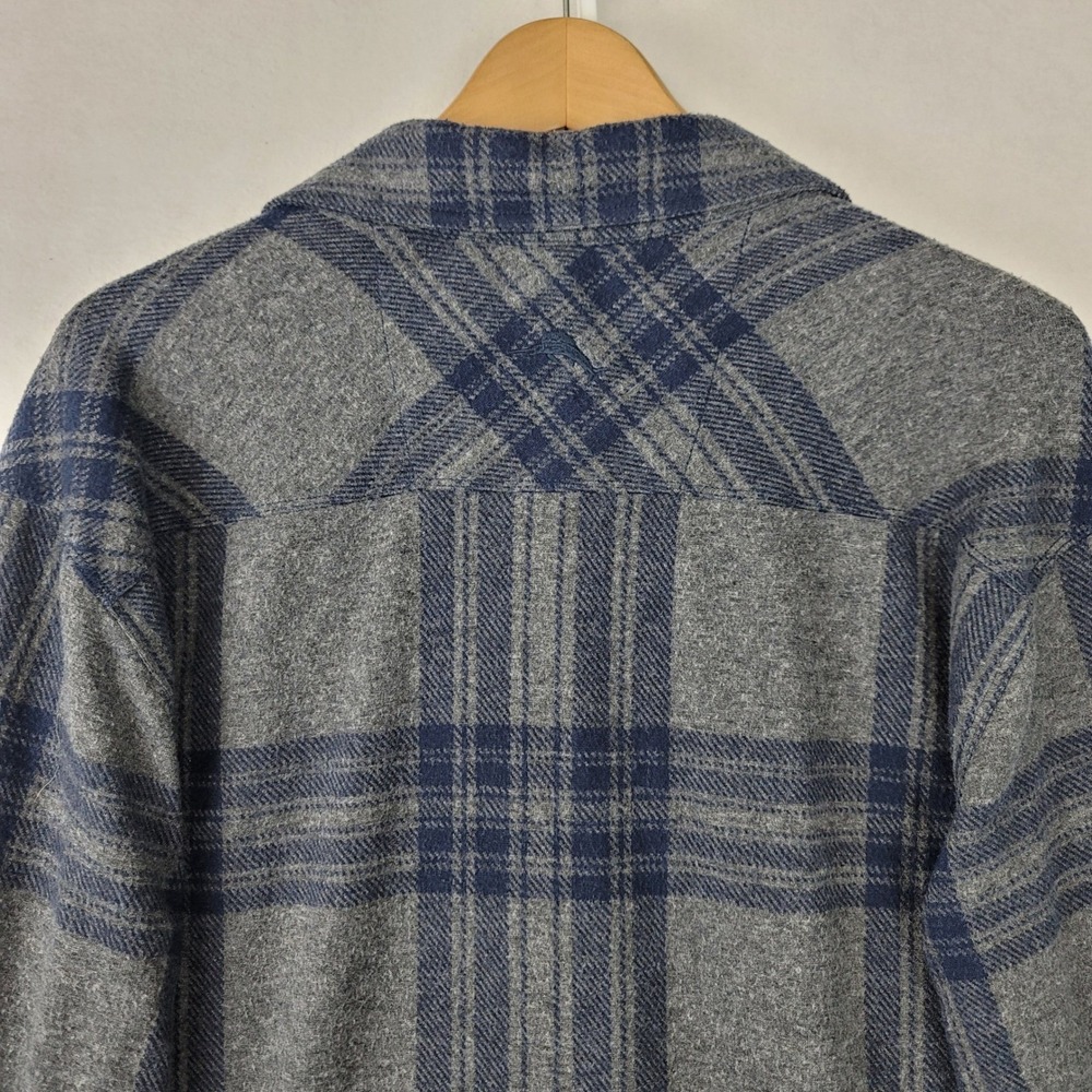 Tommy Bahama Mens 3X Gray Blue Plaid Flannel Long Sleeve Button Down Shirt - Picture 12 of 16